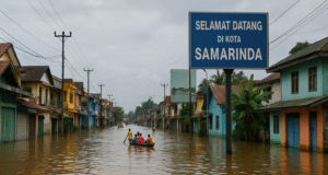 Legislator Usulkan Hearing DPRD Kaltim untuk Bahas Banjir Samarinda Gambar Ilustrasi Banjir di Kota Samarinda by AI