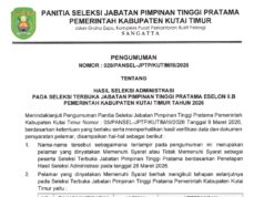 Pansel JPTP Kutim Liris Hasil Seleksi Administrasi, 23 Pelamar Lolos Berkas