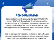 Debit Air Baku Menurun, Distribusi Air Bersih Terganggu, Perumdam TTB Himbau Warga Antisipasi