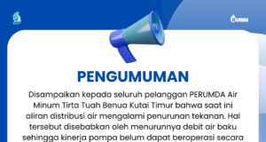 Debit Air Baku Menurun, Distribusi Air Bersih Terganggu, Perumdam TTB Himbau Warga Antisipasi
